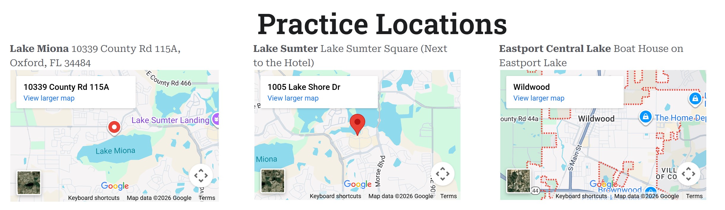 Locations for practice